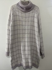 American Eagle Sweater Dress Turtleneck Women Size Large Pink Brown