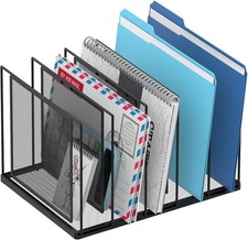 File Organizer for Desk, 5-Section Vertical File Sorter, Paper Holder Organizer
