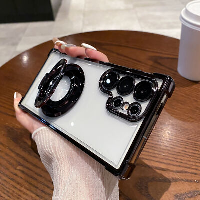 Magnetic Ring Stand Clear Crytal Case For Samsung Galaxy S26 S25 S24 S23 S22