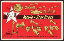 Vintage single playing card MOVIE STAR BRASS Sayco Valve Stephen Young Flora IN