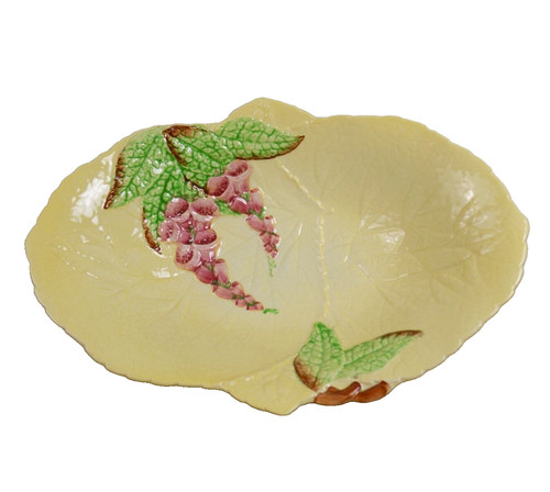 Carlton Ware Fox Glove 10.5" Oval Bowl Yellow Leaf & Flower Pattern England
