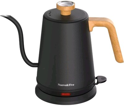Gooseneck Electric Kettle with Thermometer, Black Electric Kettle 1L with Auto S