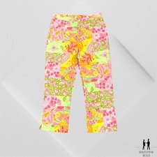 Lilly Pulitzer Pink  Green Orange Floral Capri Pants Sz 6 Cotton Blend 30x23