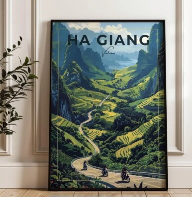 Ha Giang Loop Travel Poster - Vietnam Wall Art Print, Illustration Poster