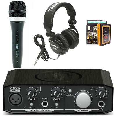 Mackie Onyx Artist 1.2 2x2 Recording Studio + Headphone + Micropphone + Magnet