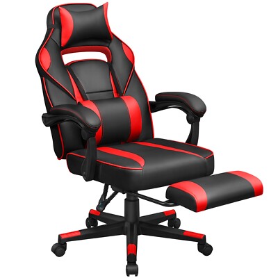 Gamingstuhl Bürostuhl Schreibtischstuhl +Fußstütze/Kopfstütze SONGMICS OBG73BRV1
