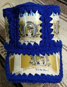 Vintage-70s-OLYMPIA-Beer-Can-Hat-Crochet-Knit-Retro-Handmade-Hipster