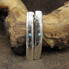 Sterling Silver Block Turquoise Barrette Set