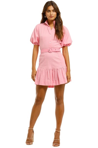 SWF Haze Pink Mini Shirt Dress Linen Pre owned Casual Size 12 AU