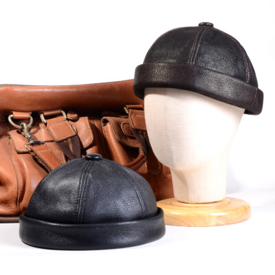 帽子 y's for men leather docking beret hat Men's Women's 100% Real leather Beanie Zucchetto Skullcap Beret