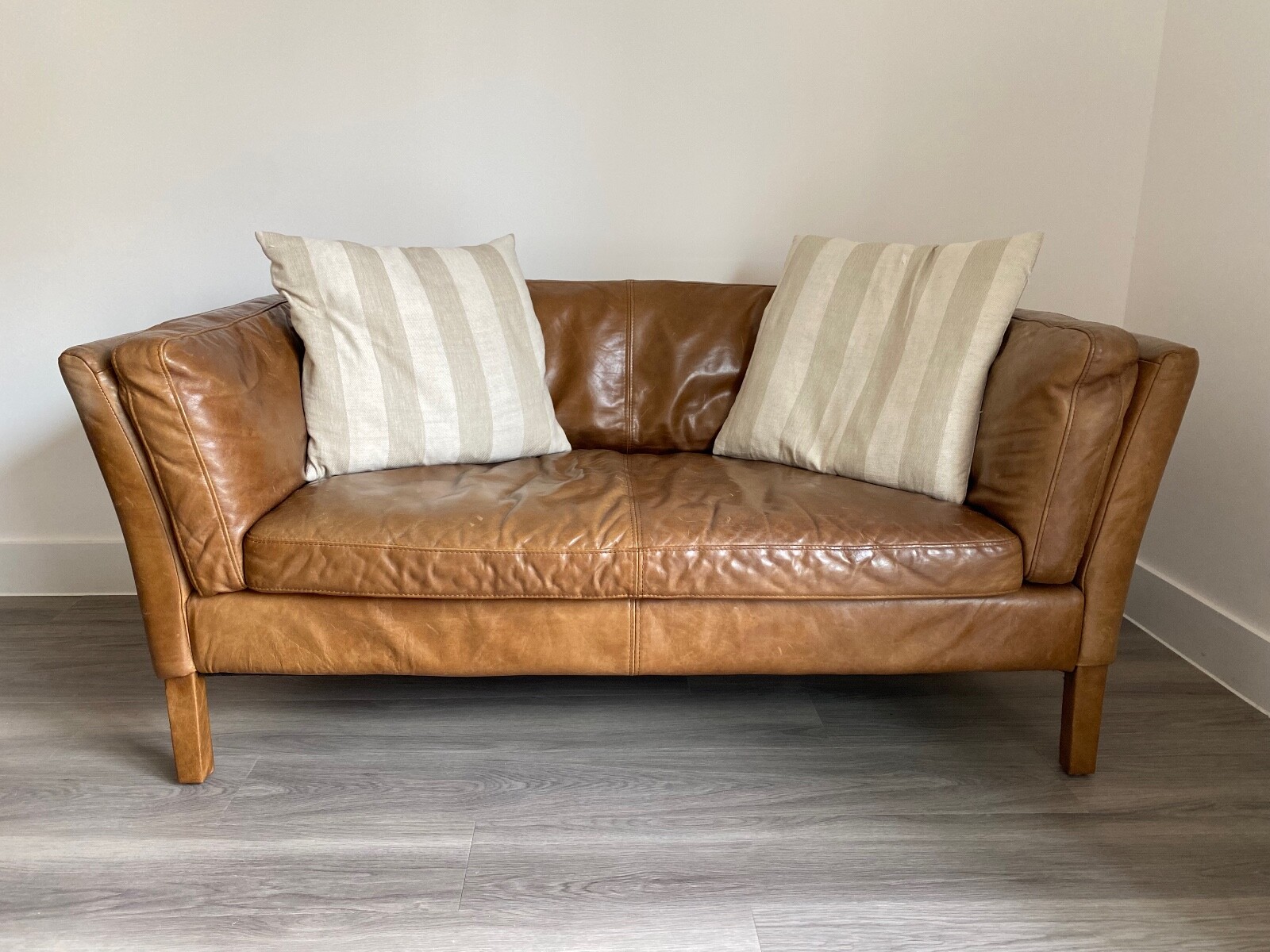 John Lewis Halo Groucho Small 2 Seater Leather Sofa, Riders Nut Brown