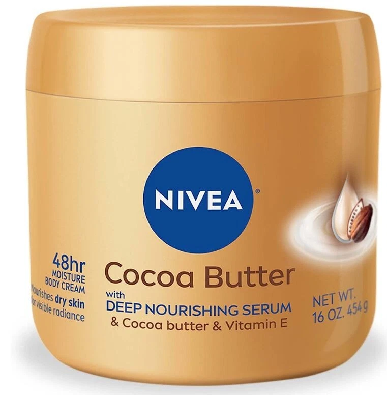 Crema corporal de manteca de cacao NIVEA con suero nutritivo profundo para piel seca 16 oz -3 paquetes Foto 2 de 4