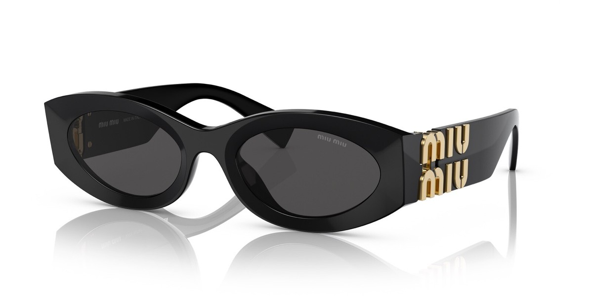 Miu Miu Sunglasses MU 11WS 1AB5S0 Black Gold Dark Grey Lens