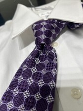Hickey Freeman Necktie Vivid Purple Geometric Cross All Silk Hand Made in USA