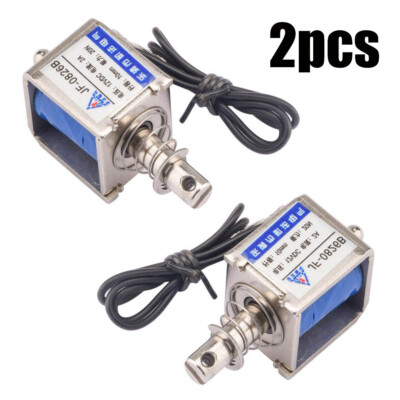 USA 2Pcs 12V/2A Reset 10mm 20N Push Pull Type Open Frame Solenoid Electromagnet