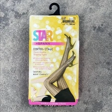 Spanx Star Power Center Stage Shaping Tights Double Diamond Stripe Black Sz B