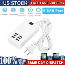 6 Port USB Hub Fast Wall Charger Station Multi-Function Desktop AC Power Adapter