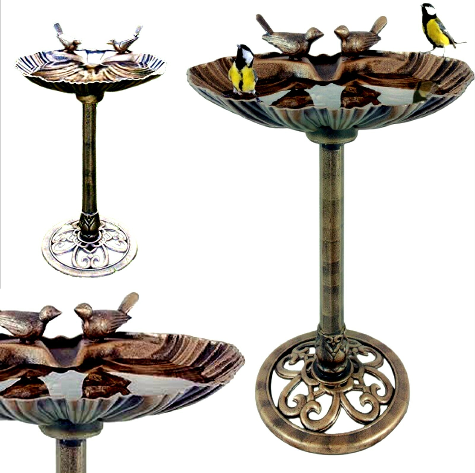 Plastic Large Stone Bird Bath Stand Outdoor Garden Water Station