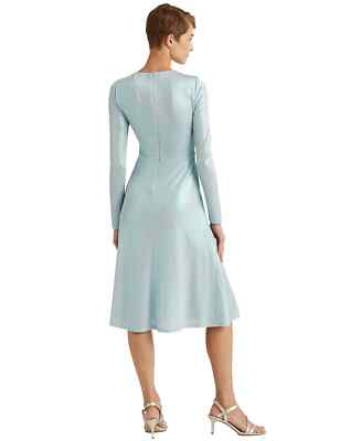 Lauren Ralph Lauren Women's Blue Long Sleeve Foiled Jersey Dress - 16 - Blue  | eBay