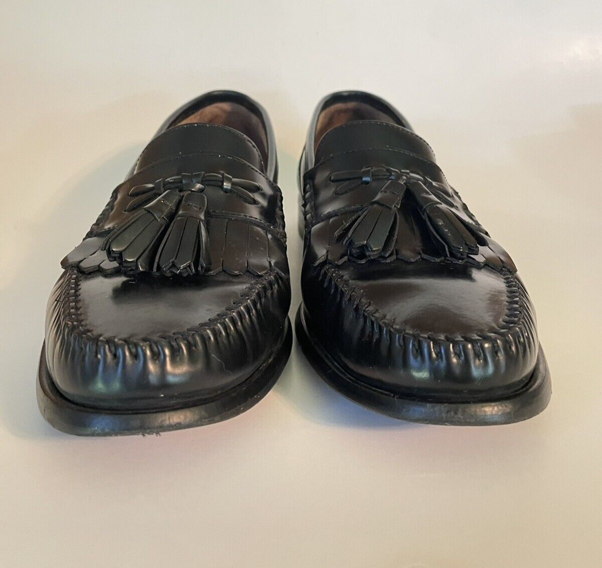Men's Bass Jeffrey Black Leather Slip On Loafers Dress Shoes Tassles 10.5M eBay