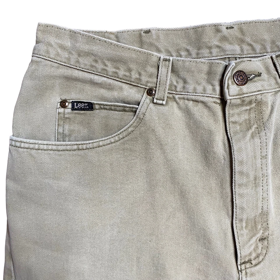 Pantalones Lee 5 Bolsillos Sarga 36 x 32 Años 90 Algodón Años 90 Vintage Cuero Parche Lona Foto 3 de 4