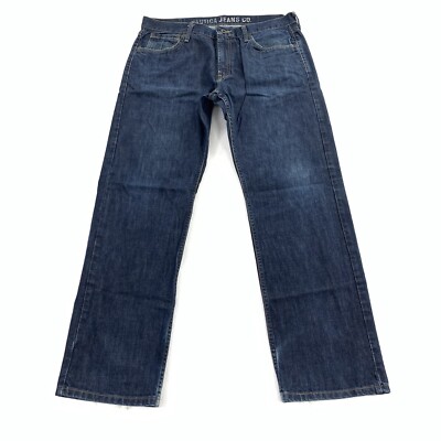 Nautica Jeans Co Relaxed Fit Straight Leg Denim Size 36x32 Mens Dark Blue  Wash