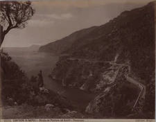 Italy, Contorni di Napoli, Stada da Positano ad Amalfi, Ediz. Brogi Vintage alb