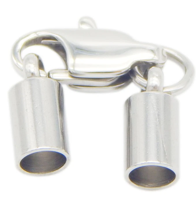 2 piezas cierres y ganchos de acero inoxidable para cordones de cuero collar tapas de extremo joyería Foto 4 de 4