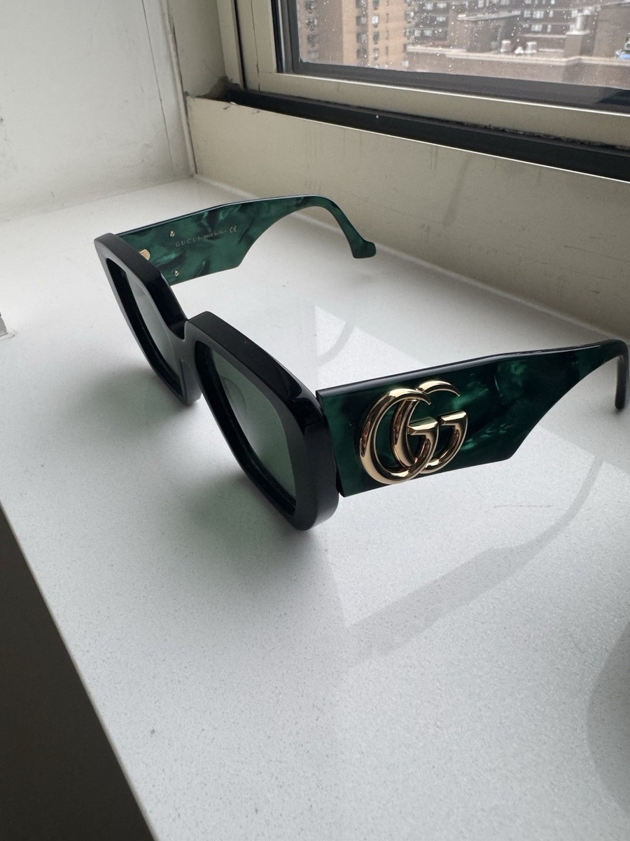 Gucci‎ GG0956S Green Oversized Sunglasses Square Frame Unisex Shades Retro Rare Gucci GG0956S 001 Oversized Square Sunglasses Black/Green  main image 3