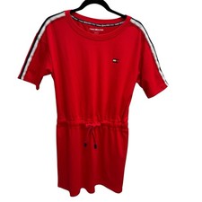 Tommy Hilfiger Sport Women S Red Preppy Drawstring T-Shirt Dress Logo