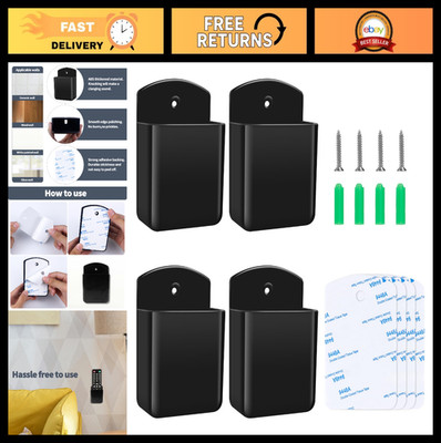 4 PCS Wall Mount Remote Control Holders, Self-Adhesive Organizer for TV & AC, Bl