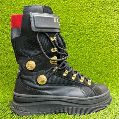 Puma x Balmain Deva Womens Size 7 Black Red Gold Classic Outdoor Lace Up Boots
