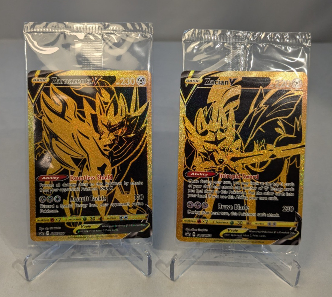 Pokemon Zacian V SWSH076 & Zamazenta V SWSH077 Gold Promos Sealed