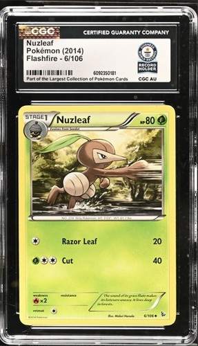 CGC GUINNESS WORLD RECORD 1 OF 1 Nuzleaf Pokémon (2014) Flashfire - 6/106