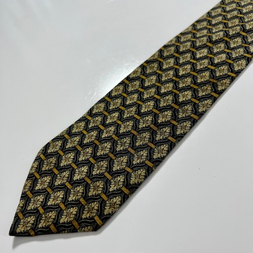 Valentino Cravatte Vintage Men's Tie Made In Italy Grey Gold 100% Silk Necktie - Picture 6 of 8