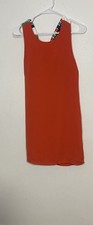Lulus Women’s Chiffon Mini Shift Dress Sleeveless Sz XS Orange Nautical Zip ￼