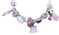 10PC PINK KITTY BEST FRIEND CAT LOVERS CHARM BRACELET BEADS OR NECKLACE PENDANTS
