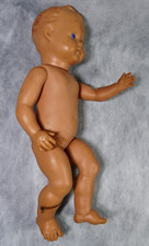 Babypuppe  Gummipuppe blaue Augen DDR 1960er Jahre SELTEN Spielzeug 33 cm groß