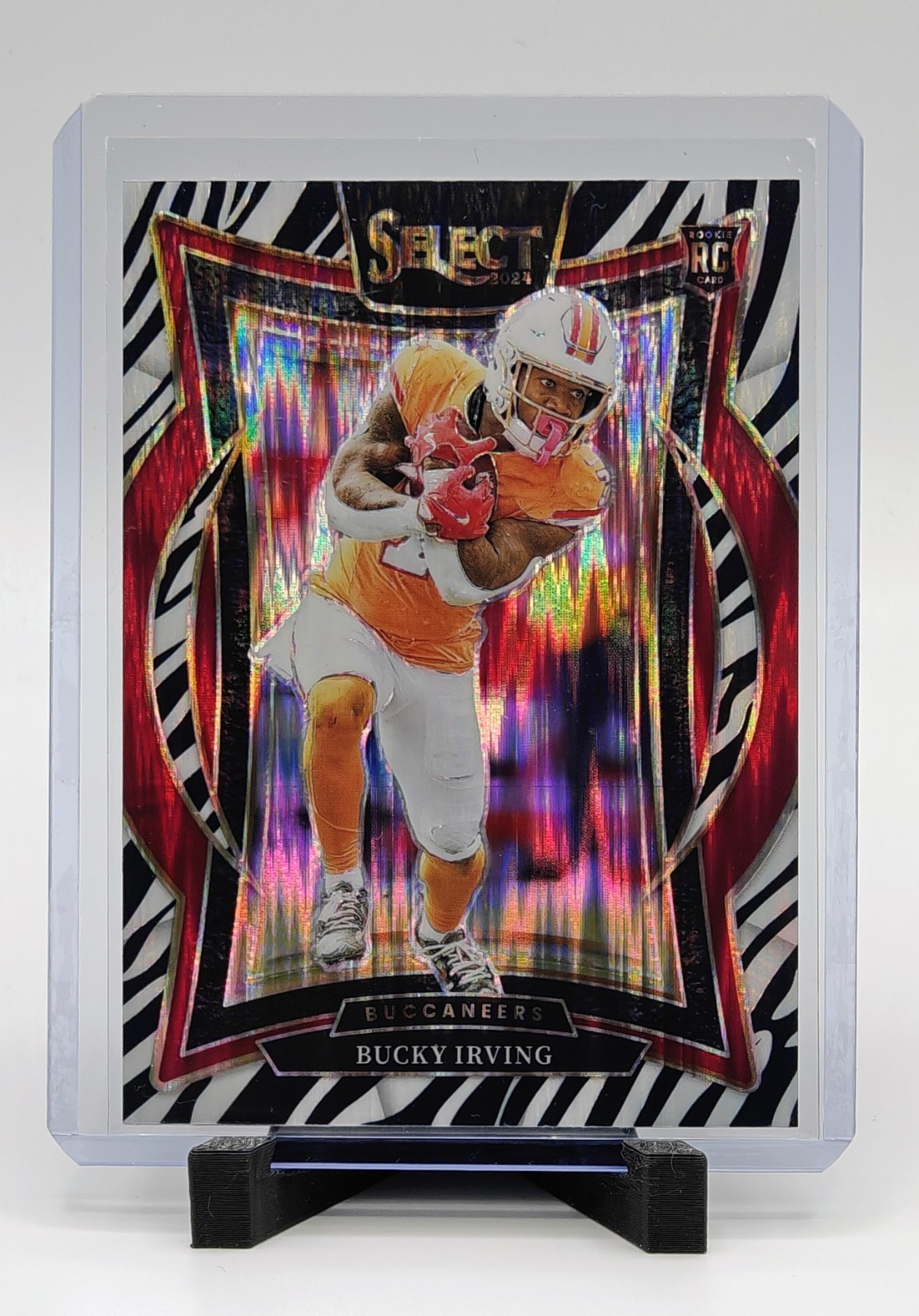 2024 Panini Select Bucky Irving #4 Concourse Zebra Shock Prizm RC Buccaneers