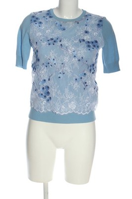 CARVEN Kurzarmpullover Damen Pullover Gr. DE 34 himmelblau Casual-Look