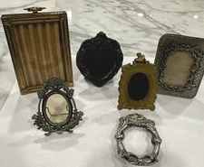 Lot Of 6 Vintage Mini Photo Frames Floral Ornate Metal