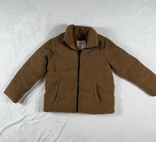 Abercrombie Kids Girls Jacket Sherpa Teddy Bear Coat Caramel Brown 15/16 NEW