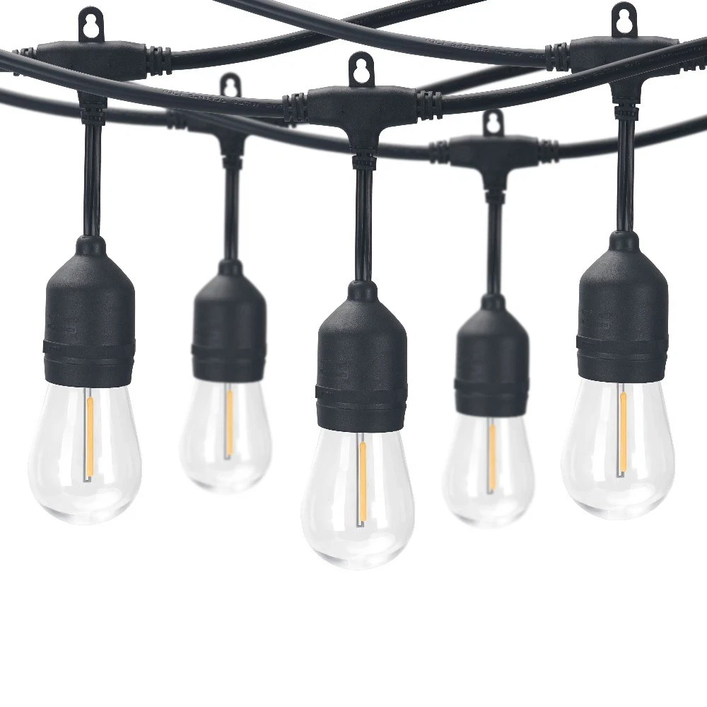 48-Foot Outdoor Commercial String Lights, 24 Shatterproof LED Bulbs,