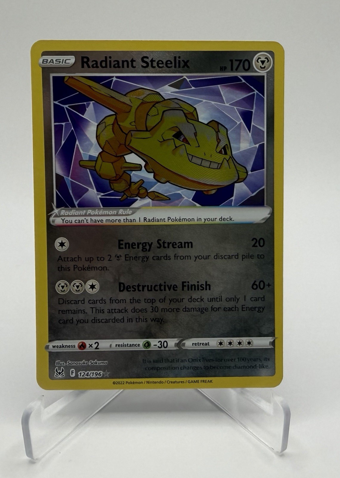 Radiant Steelix 124/196 Radiant Rare Lost Origin Pokemon Holo Near Mint