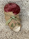 Antique Victorian Pin Cushion Pink Velvet Shoe Slipper Tatted Crochet Embroidery — photo 3