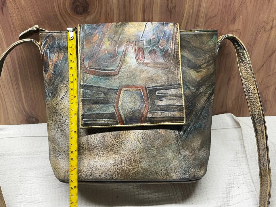 JANE YOO Portátil Arte Bolso de Mano Cartera Cuero Vintage Pintado a Mano Bolso de Hombro Foto 4 de 4