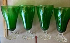 Set Of 4 Vintage Anchor Hocking  Inspiration Green Boopie Burple Water Goblets