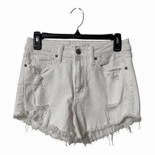 eunina Lulu High Rise Cut Off Shortie Frayed Hem Raw Edge Shorts Small