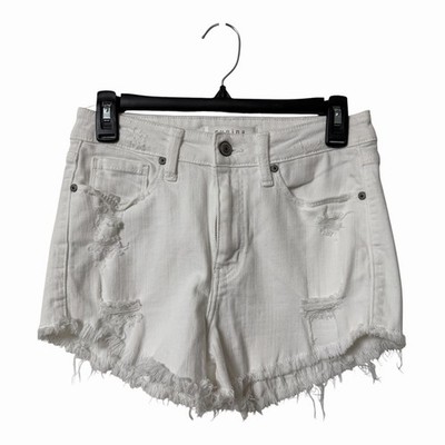 eunina Lulu High Rise Cut Off Shortie Frayed Hem Raw Edge Shorts Small