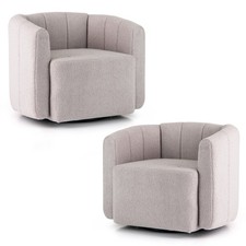 Upholstered Swivel Barrel Chair with Backrest and Armrests Grey